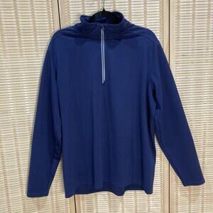 Sport-Tek Shirt Men Large Long Sleeve Pullover Navy Blue Zip Golf Performance